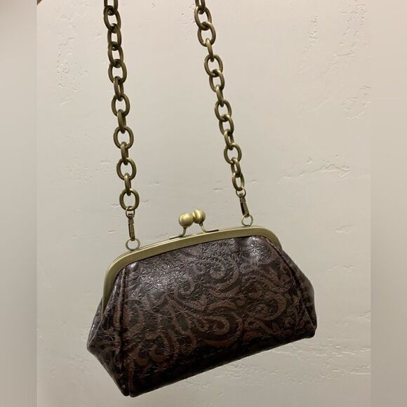 Handmade Genuine Leather Floral Embossed Clutch/Shoulder Bag/Crossbody - Picture 9 of 14